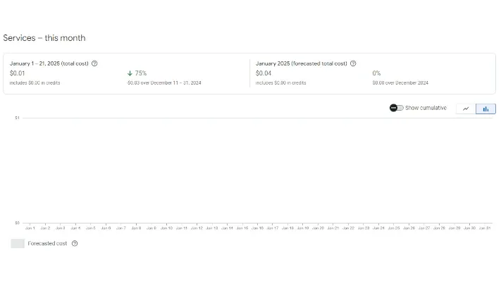 Project costs in GCP